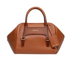 SANTONI BROWN LEATHER HANDBAG