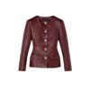leather hourglass jacket women - Front View