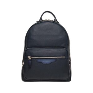 SANTONI BLUE TUMBLED LEATHER BACKPACK