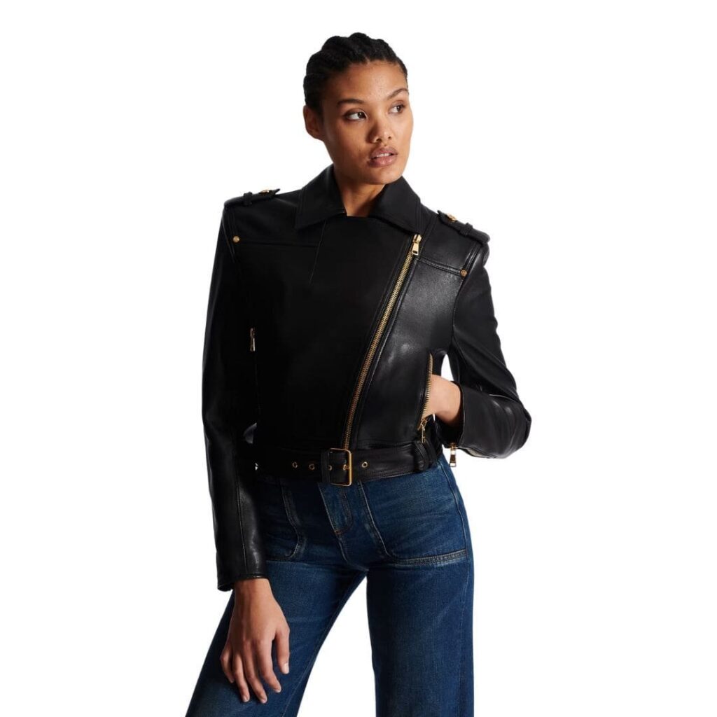 BALMAIN SHORT LEATHER BIKER JACKET - Product View