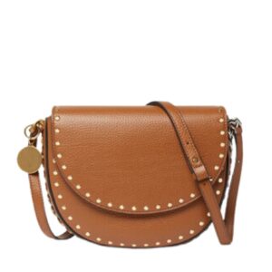 STELLA MCCARTNEY FRAYME STUDDED GRAINY ALTER MAT MEDIUM FLAP SHOULDER BAG