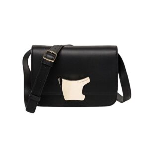SANTONI BLACK LEATHER CROSSBODY BAG