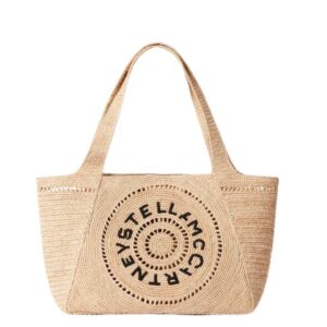 STELLA MCCARTNEY LOGO RAFFIA MEDIUM TOTE BAG
