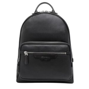 SANTONI BLACK TUMBLED LEATHER BACKPACK
