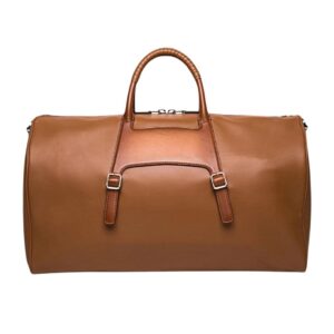 SANTONI BROWN LEATHER MEDIUM WEEKEND BAG