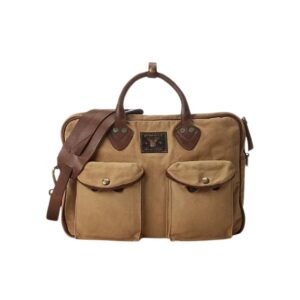 RALPH LAUREN LEATHER-TRIM CANVAS BRIEFCASE