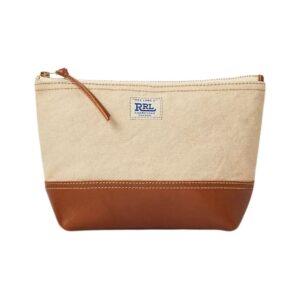 RALPH LAUREN LEATHER-TRIM CANVAS POUCH