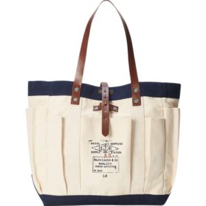 RALPH LAUREN LEATHER-TRIM CANVAS TOTE