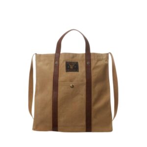 RALPH LAUREN LEATHER-TRIM CANVAS TOTE