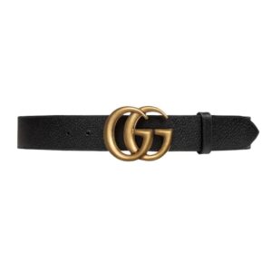 GUCCI GG MARMONT LEATHER BELT WITH SHINY BUCKLE