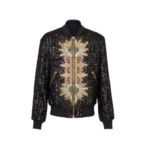 BALMAIN ZIPPED JACKET WITH EMBROIDERY