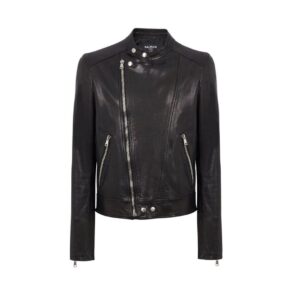BALMAIN ZIPPED LEATHER BIKER JACKET