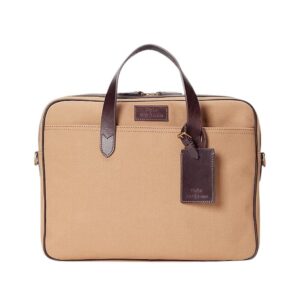 RALPH LAUREN LEATHER-TRIM CANVAS BRIEFCASE