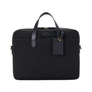 RALPH LAUREN LEATHER-TRIM DENIM BRIEFCASE