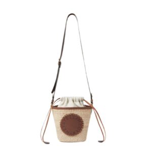 STELLA MCCARTNEY LOGO RAFFIA CROSSBODY BAG