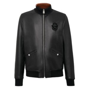 BILLIONAIRE HIGH COLLAR LEATHER BOMBER