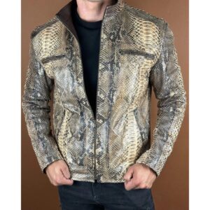 Python Leather Jacket Men