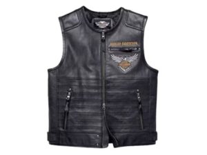 Genuine Leather Black Biker HD Vest