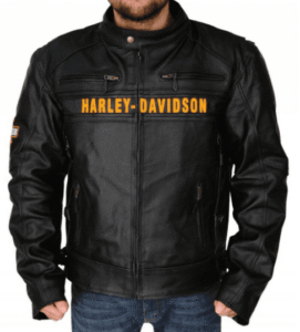 REAL LEATHER HARLEY DAVIDSON BLACK MOTORCYCLE BIKER GENUINE VENTED JACKET