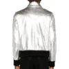 silver leather bomber jacket back