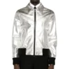 silver leather bomber jacket