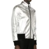 silver leather bomber jacket side